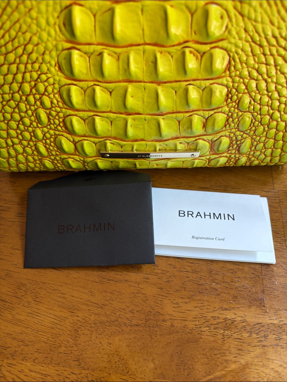 Brahmin Greenish/Yellow Croc-Embossed Crossbody Bag - Picture 2 of 10